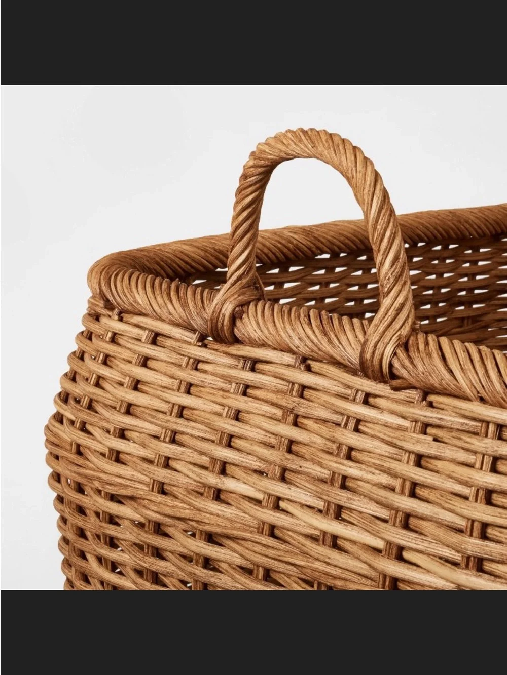 Medium Square Rattan Harvest Basket Brown - Threshold Studio McGee